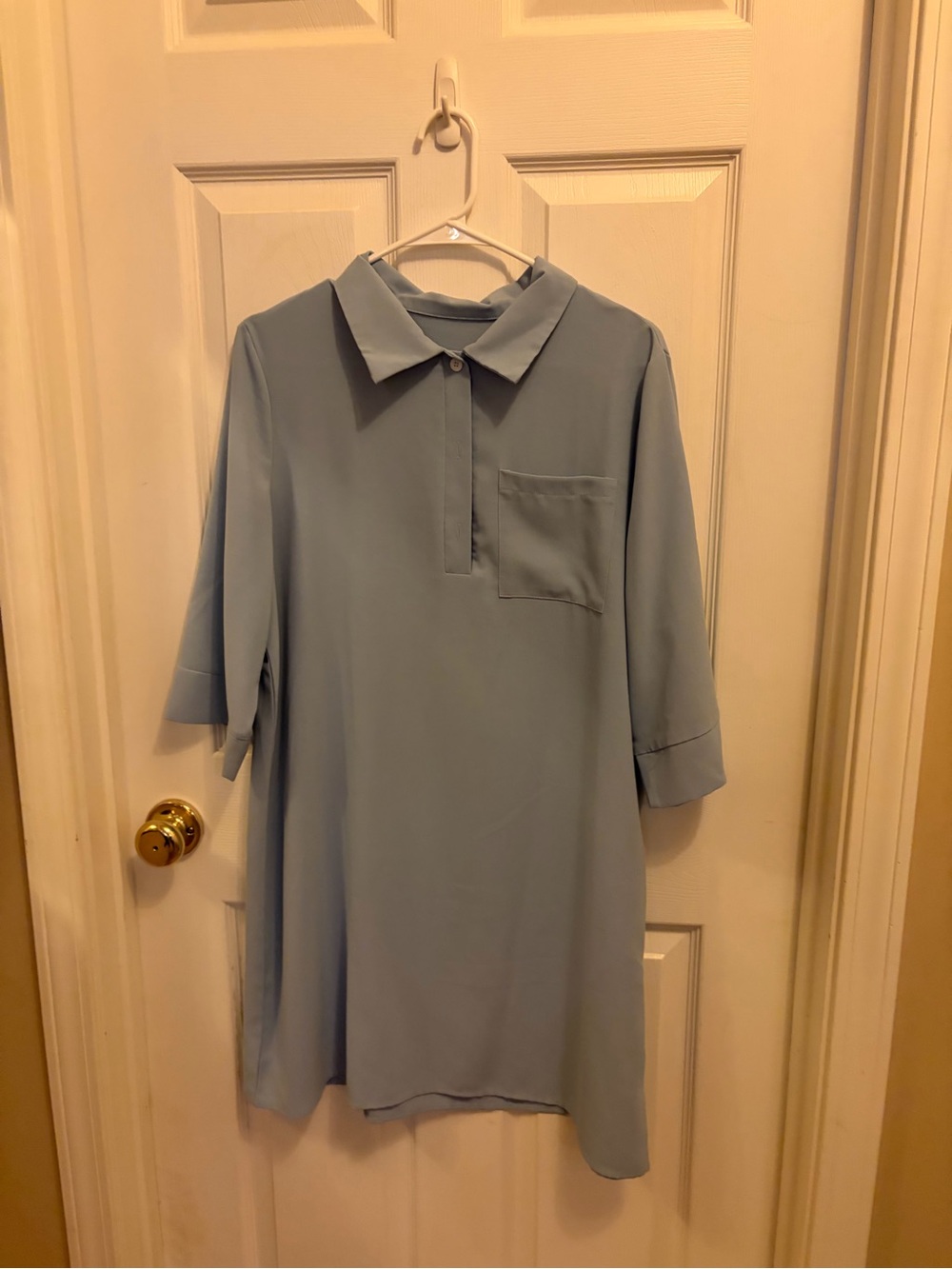 SHEIN Light Blue Collared Midi Shift Dress